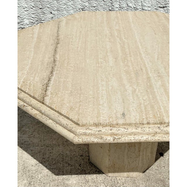 Vintage Boho Stacked Travertine Octagon Dining Table For Sale - Image 11 of 12