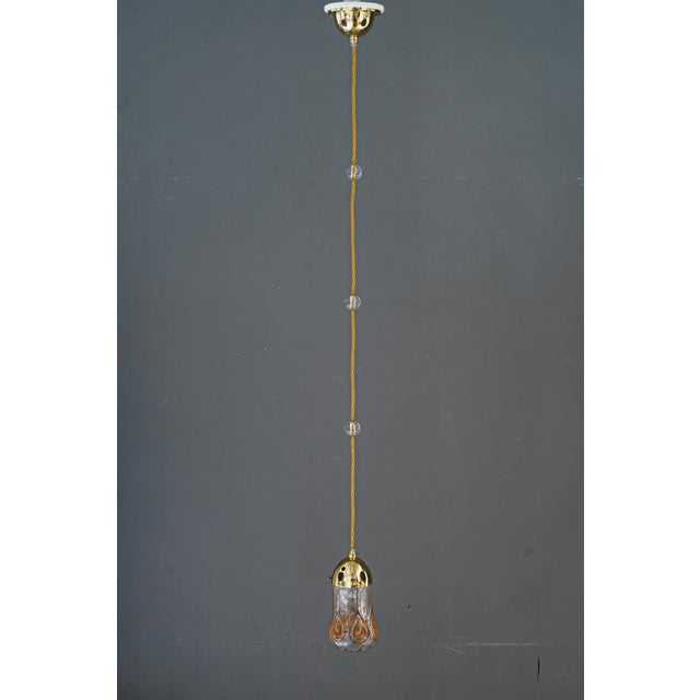 Leopold Bauer Pendant with Loetz Glass Shade, 1920s For Sale - Image 4 of 18