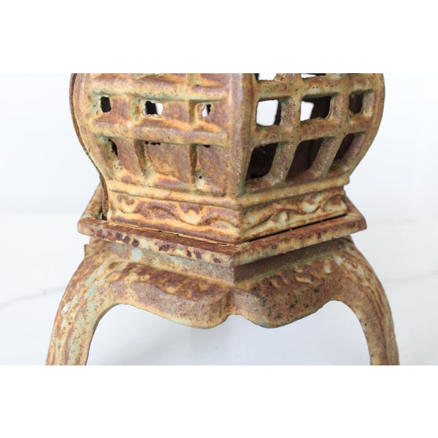 1940s 1940's Japanese Iron Candle Lantern, Hand-Crafted Japonisme For Sale - Image 5 of 6