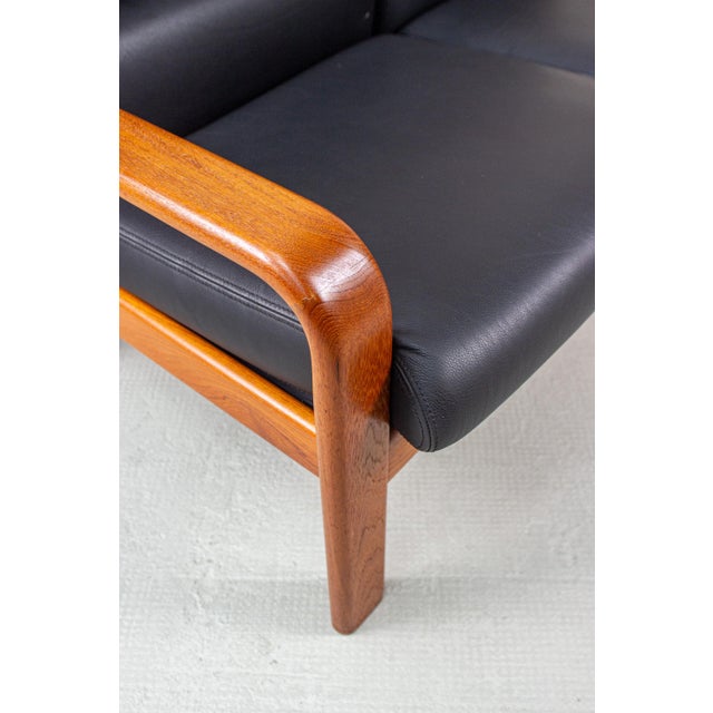 Vintage Teak and Leather 2-Seater Sofa from Olsen & Laursen, 1980s For Sale - Image 13 of 17