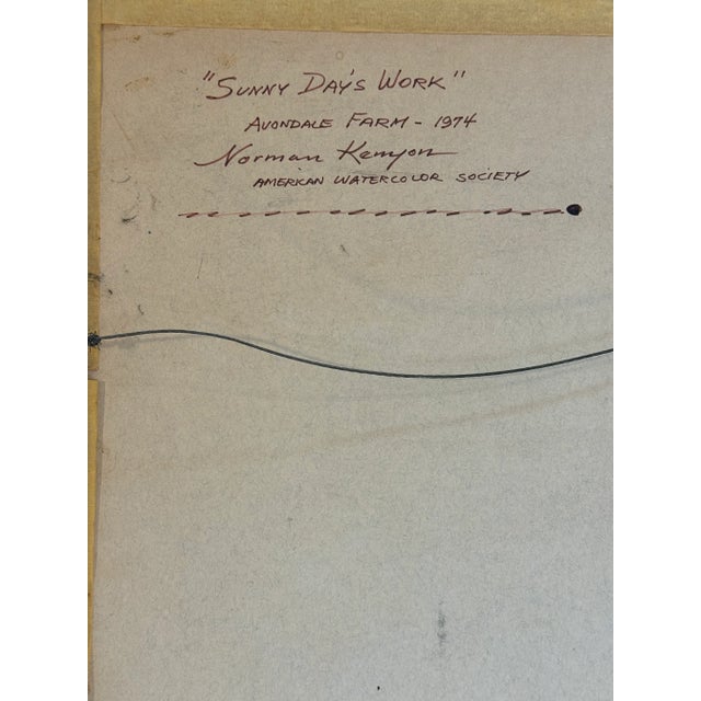 Farmhouse Framed Watercolor New England Farm Landscape, Norman Kenyon 1974 For Sale - Image 3 of 3