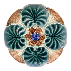 19th Century Majolica Water Lily Pond Plate Wasmuel
