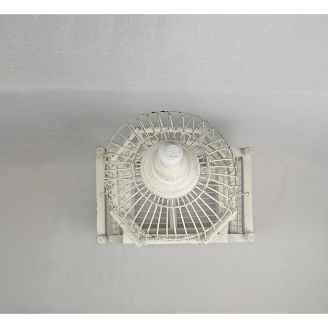 Vintage White Wood and Wire Decorative Birdcage Shabby Chic For Sale - Image 6 of 12