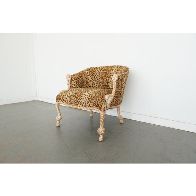 Napoleon III Style Rope-Carved Leopard Print Accent Chair For Sale In Austin - Image 6 of 14