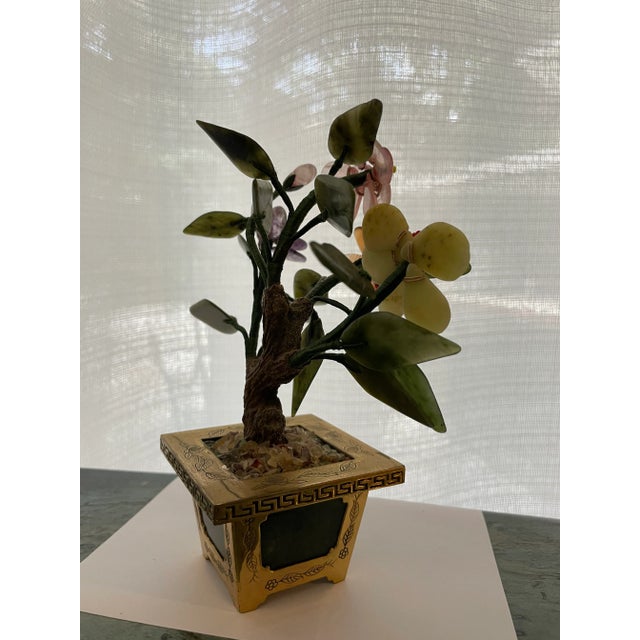 Asian Antique Vintage Miniature Hard Stone Jade Tree For Sale - Image 3 of 12