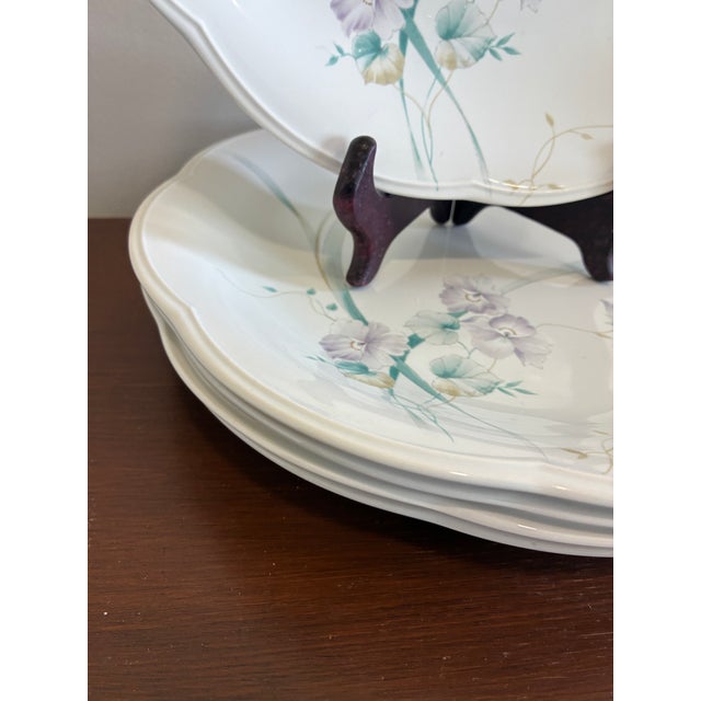 Late 20th Century Mikasa Rondo Scalloped Floral Dinner Plates – Set of 5 For Sale - Image 11 of 13