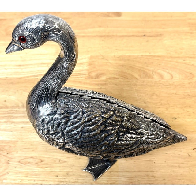 Mid 20th Century Articulated Silver-Plated Bronze Swan Box-/ Bonbonnière or Cache Pot For Sale - Image 5 of 18