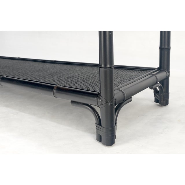 Black Lacquer Bamboo Rattan 60" Long Console Sofa Table Bloomingdale's MINT!