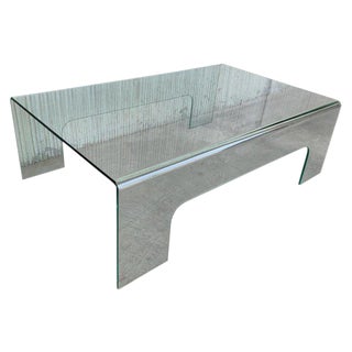 20th Century Mid-Century Modern Rectangular Curved Glass Coffee Table For Sale