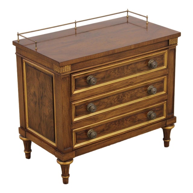Karges French Louis XVI Walnut 3 Drawer Nightstand For Sale