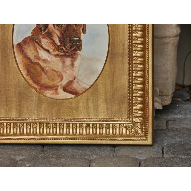 Wood English 19th Century Oil on Board Mastiff Dog Painting in Giltwood Frame For Sale - Image 7 of 12