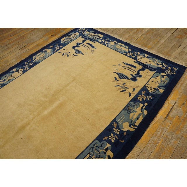 1920s Beige Open Field Traditional Antique Chinese Peking Carpet 5' X 7'10" Rug For Sale In New York - Image 6 of 10