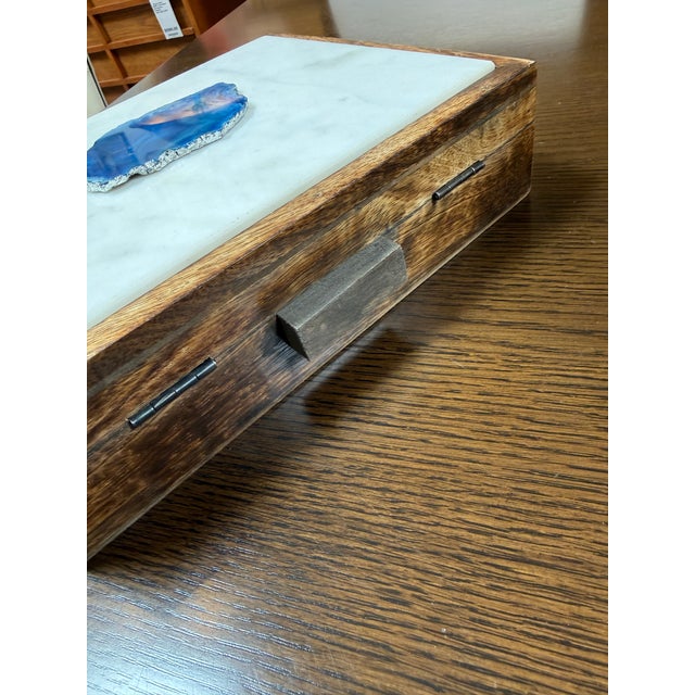 Agate Slice, Marble, Wood Keepsake Box For Sale - Image 11 of 12