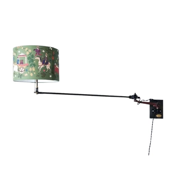 Scandinavian O.C.White Wall Lamp With Green Shade For Sale