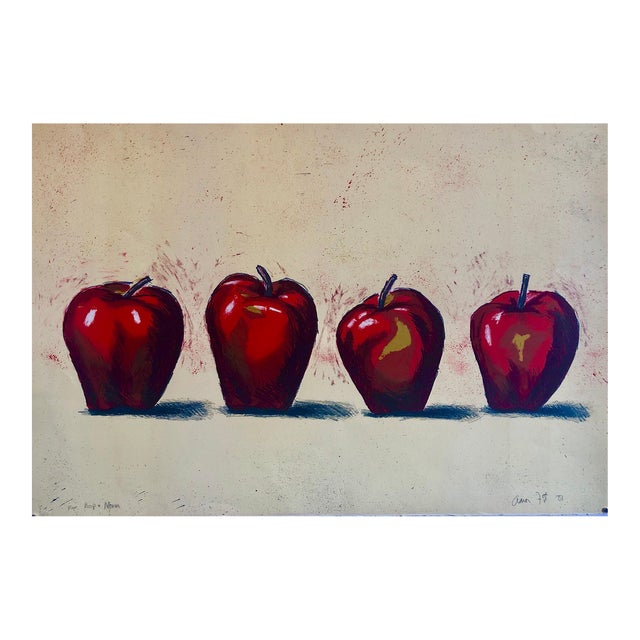 Aaron Fink, Original Boston Modernist Lithograph Aaron Fink Apples Pop Art Print Americana, 1981 For Sale