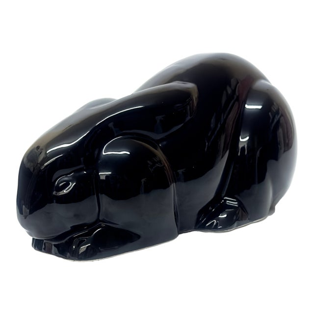 Vintage Black Ceramic Bunny by Mikasa Japan For Sale