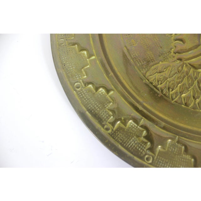 1970s Vintage Brass Mayan Aztec Man Plate, Mexican Handmade Art Emblem For Sale - Image 5 of 8