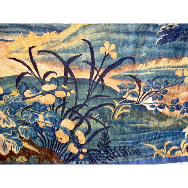 French Aubusson Verdure Country Side With a Lake and Castle 18 Century For Sale - Image 12 of 17