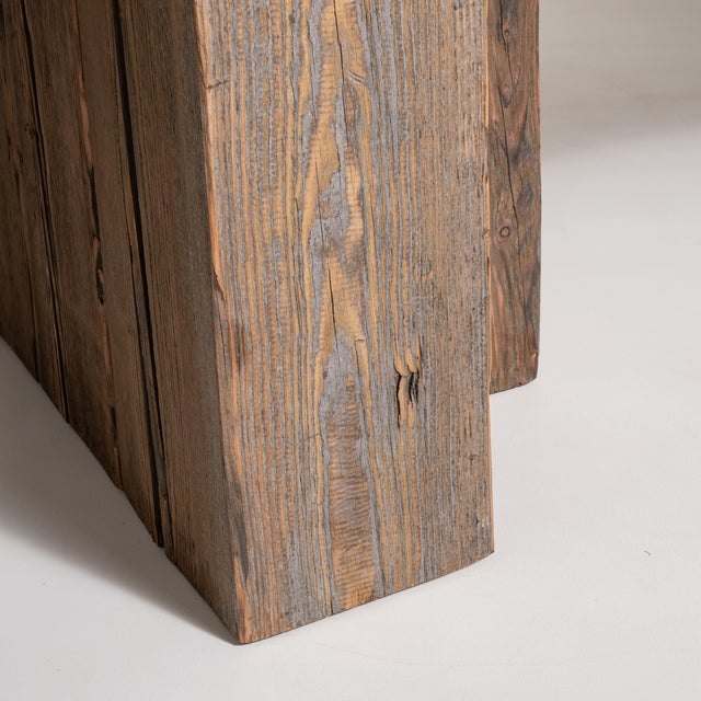 Tan Brutalist Oak Dining Table, Antique, France, 20th Century For Sale - Image 8 of 12