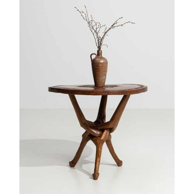 20th Century African Carved Wood Coffee Table with Base For Sale - Image 9 of 13