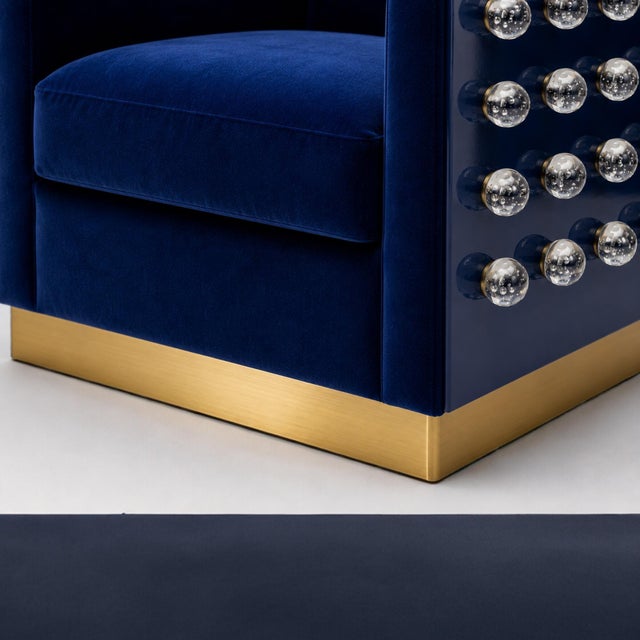 Metal Italian Lounge Chairs in Blue Velvet from Justfurnituress SRL, Set of 2 For Sale - Image 7 of 10
