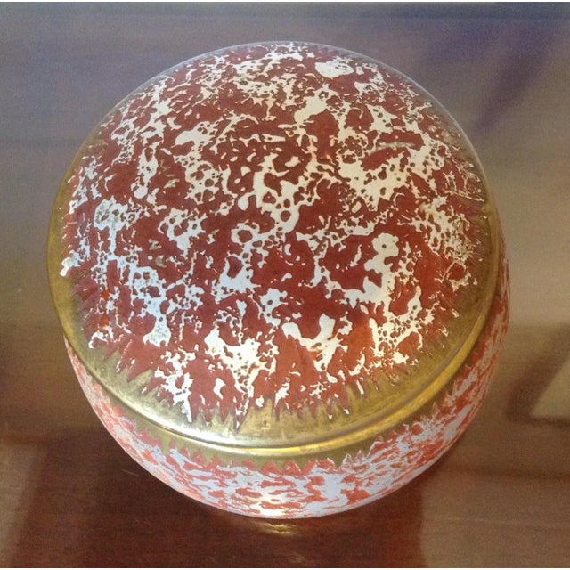 Mid 20th Century Vintage Orange Gold Lidded Glass Oval Trinket Box For Sale - Image 5 of 10