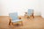 Armchairs with Wooden Frame and Seat and Back in Fabric, Set of 2, in Good conditions. Designed 1950 to 1959