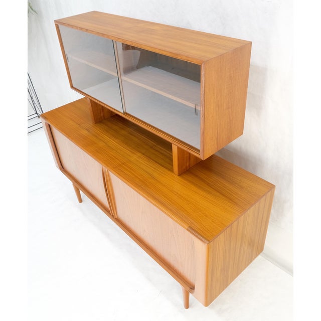 Danish Mid Century Modern Tambour Door Credenza w/ Hutch Time Capsule For Sale - Image 10 of 12