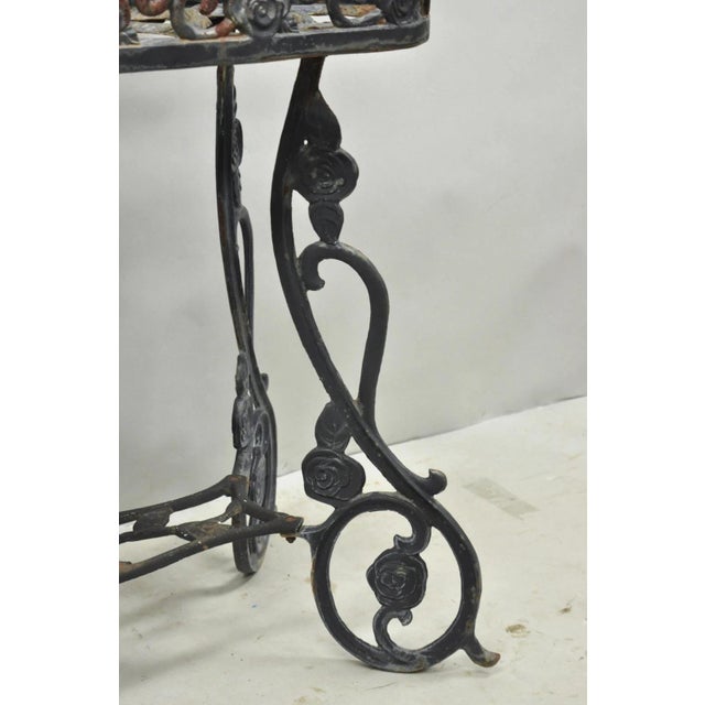 Black Vintage French Art Nouveau Style Heavy Wrought Iron Garden Planter Plant Stand For Sale - Image 8 of 17
