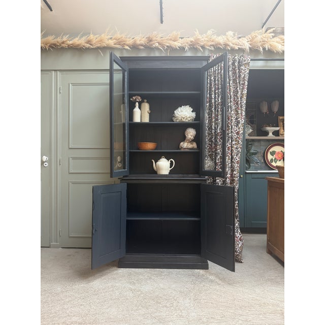 Antique Two-Part Black Buffet, 1890s For Sale - Image 6 of 15
