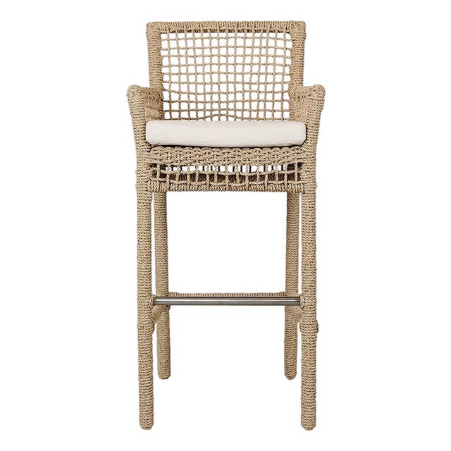 Harbor Faux Rope Woven Outdoor Bar Stool For Sale