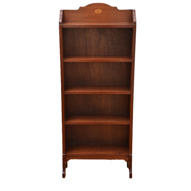 Slim Mahogany and Inlaid Open Bookcase, 1900s For Sale - Image 17 of 17