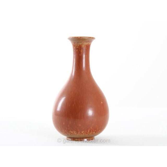 Vintage Scandinavian Orange Ceramic Vase by Gunnar Nylund for Rörstrand For Sale - Image 6 of 6