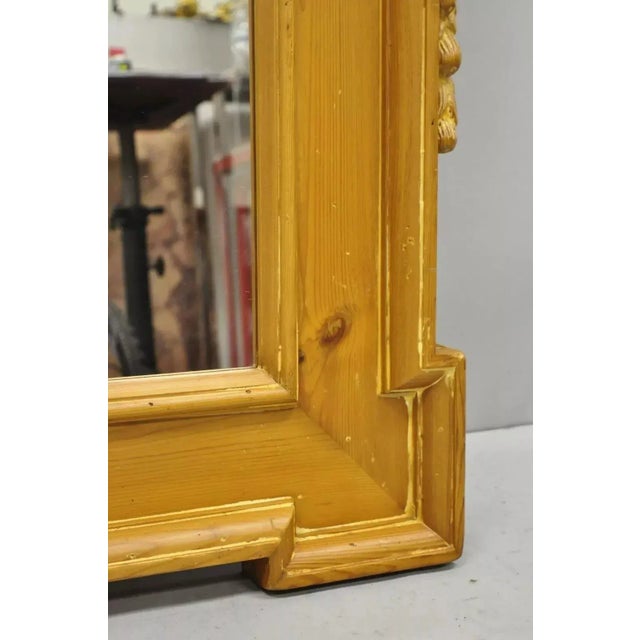 Wood Vintage Italian Baroque Style Carved Knotty Pine Wood Country French Wall Mirror For Sale - Image 7 of 9
