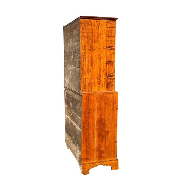 Orange Antique Chippendale New Hampshire Maple Chest on Chest With Hidden Lock Feature For Sale - Image 8 of 12