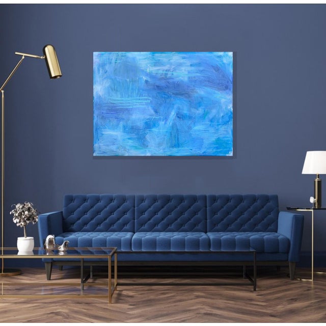 Blue "Tahitian Reef" by Trixie Pitts Large Abstract Expressionist Seascape Oil Painting For Sale - Image 8 of 12