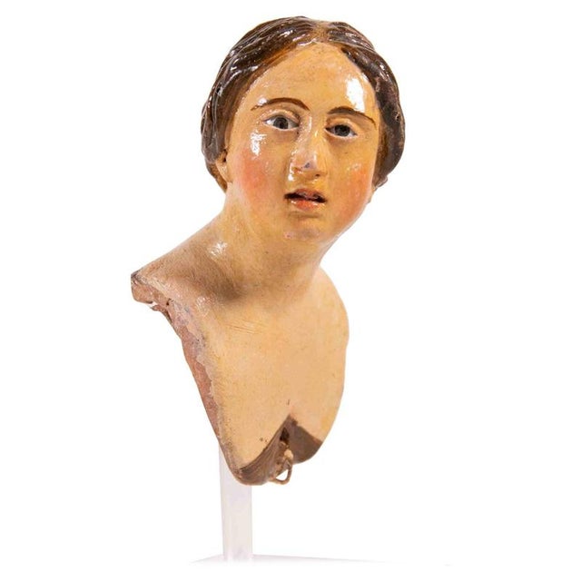 Ceramic Head of Woman, Italy, 18th Century For Sale - Image 7 of 7