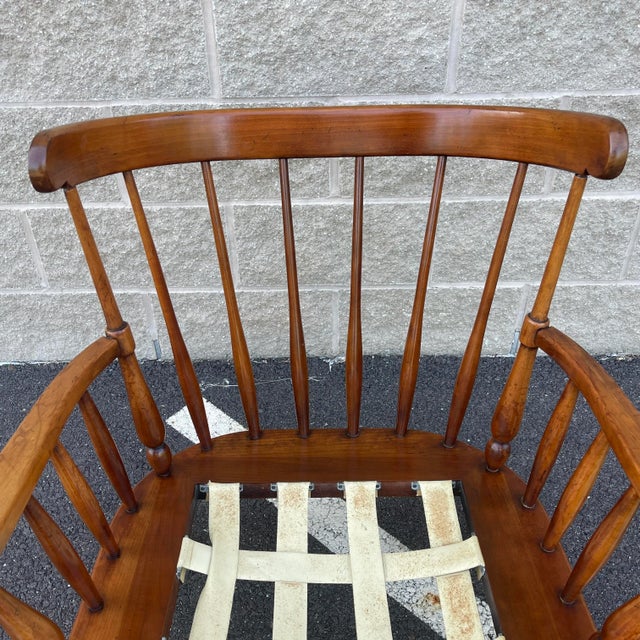 Chestnut 1930s Statton Oldtowne Cherry Rustic Traditional Spindle Lounge Chair For Sale - Image 8 of 13