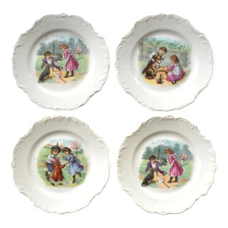 Antique Children's Plates - Set of 4 For Sale