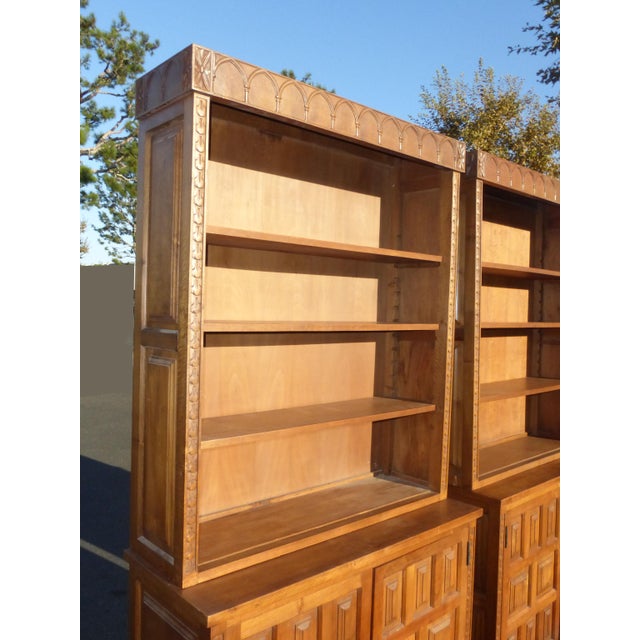 Spanish Style Teak BookCases Book Shelves Mid Century a Pair