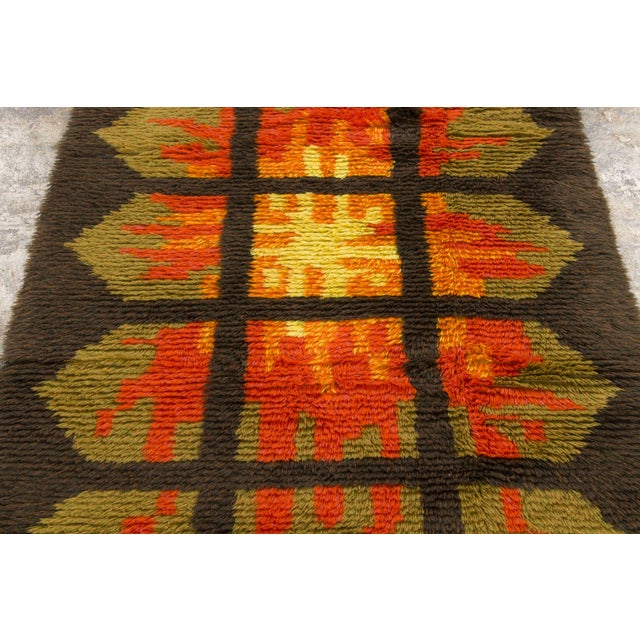 Rug & Kilim Vintage Swedish Rya Wool Rug in Grid Design by Rug & Kilim, 1950-1959 For Sale - Image 4 of 9