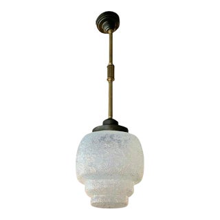 Early 20th Century Art Deco Layered Opaline Glass Pendant Light For Sale