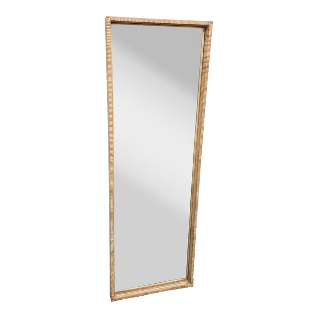Uttermost Natural Rattan Floor Mirror For Sale