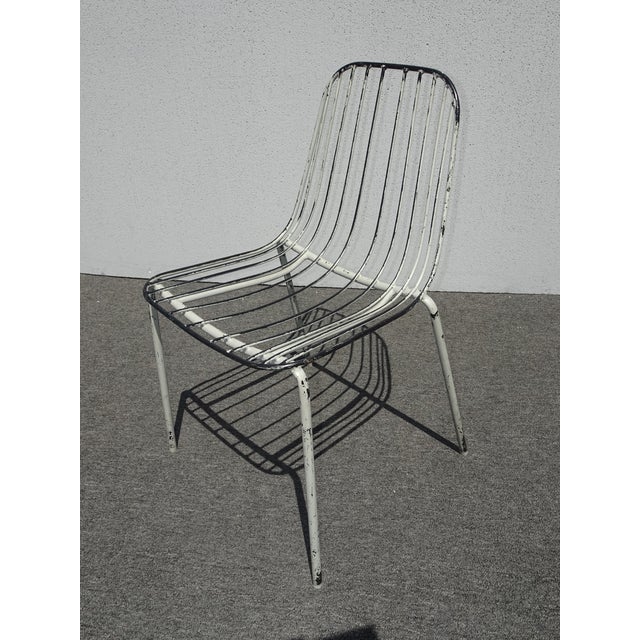 Pair of Vintage Mid Century White Iron Side Chairs For Sale - Image 4 of 12