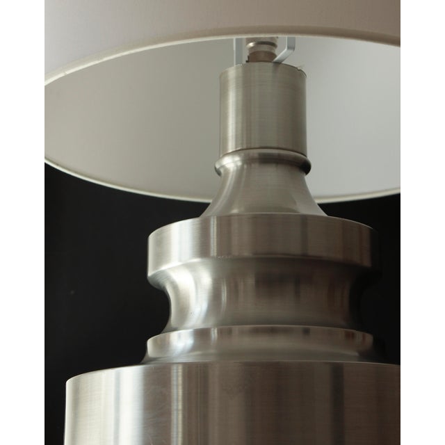 Large Table Lamp in Brushed Aluminium, 1970s For Sale - Image 3 of 6