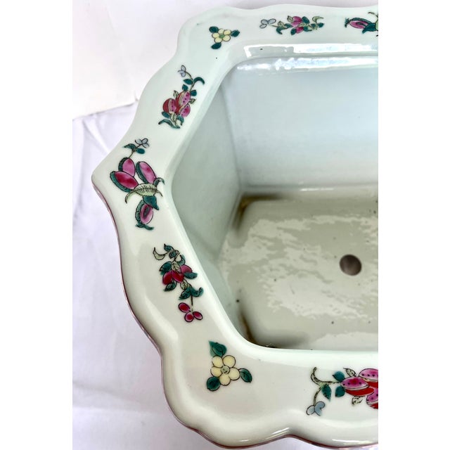 Vintage Chinese Rose Famille Hexagonal Footed Jardiniere For Sale - Image 9 of 18