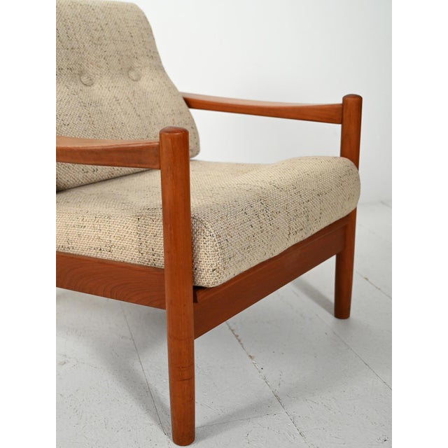1950s Danish Lounge Chairs with Beige Cushions, 1950s, Set of 2 For Sale - Image 5 of 12