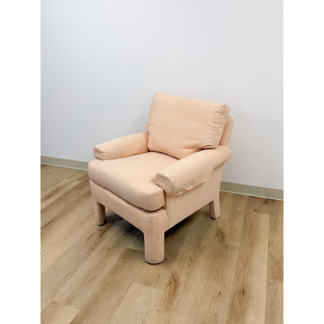 Postmodern Vintage Drexel Heritage Pink Upholstered Armchair Post Modern, Hollywood Regency For Sale - Image 3 of 10