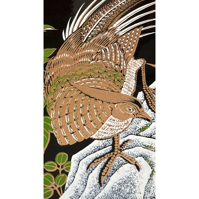 Mid-Century Modern 1970s Mid-Century Modern Lacquer Styled Tray With Pheasant Image Vintage For Sale - Image 3 of 13