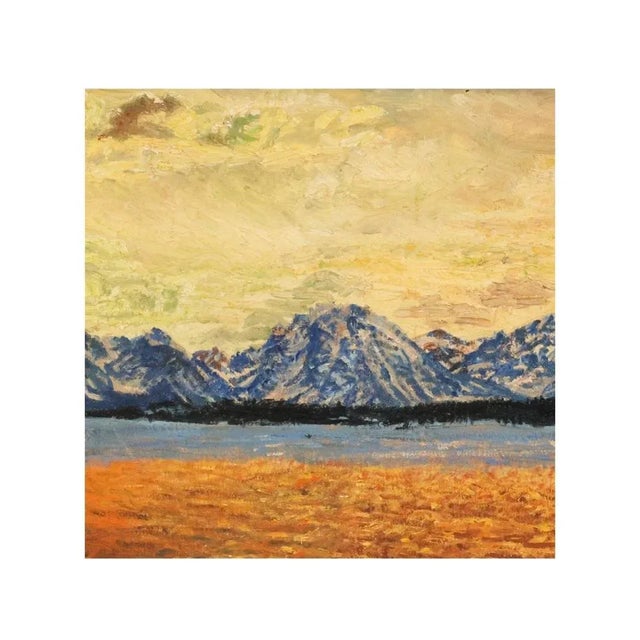 Circa 1970, Vintage Framed American Western Mountain Range Landscape Oil Painting For Sale - Image 4 of 10